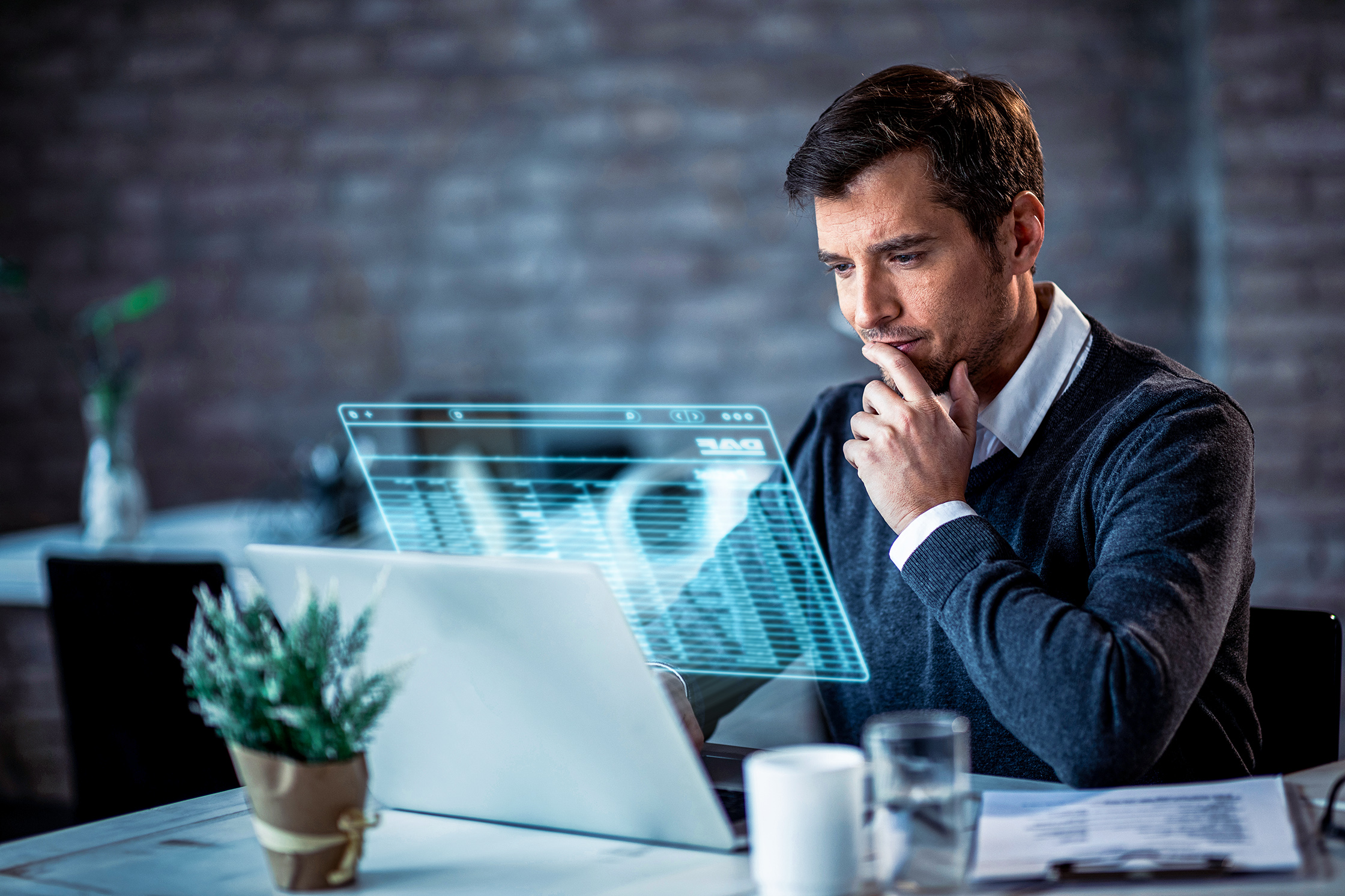 Man in front of computer